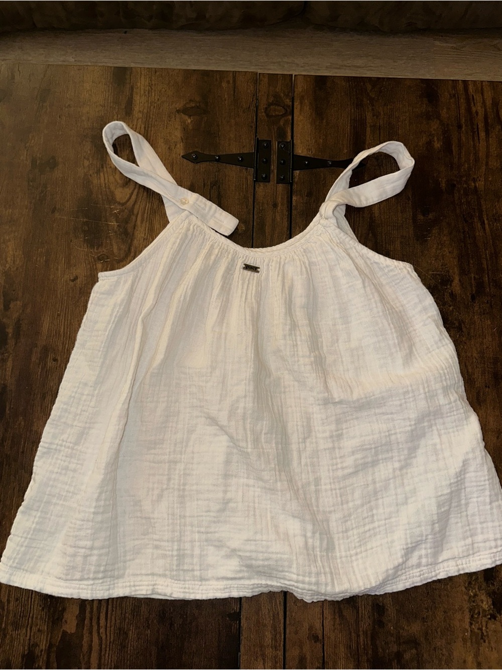 Pact White Cotton Gauze Tank Top with Adjustable Straps